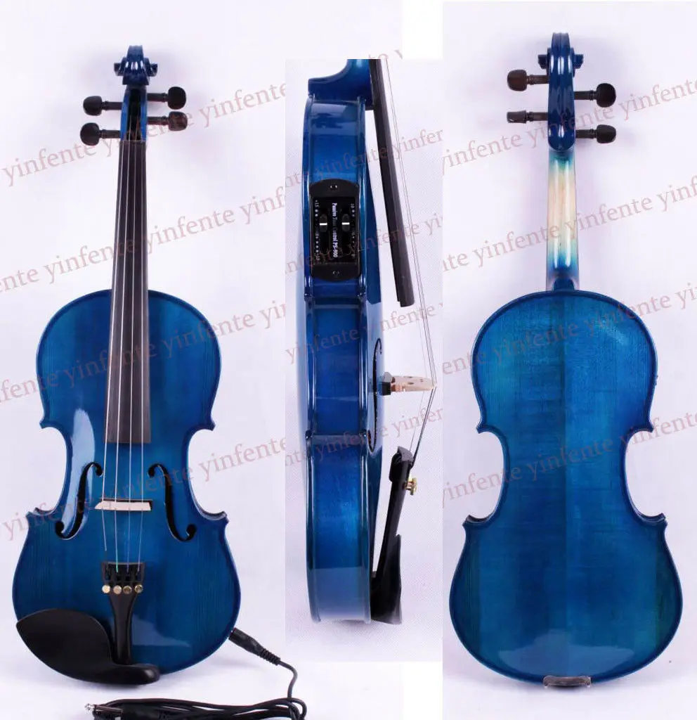 New 4/4 Violin electric Acoustic Fiddle Solid maple Spruce Blue Case Bow | Спорт и развлечения