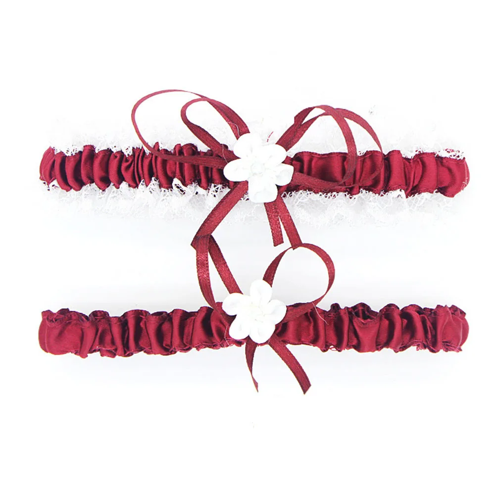 wine red Сексуальный бант подвязки Эротическое искушение кружева ноги аксессуары ноги подвязки эластичный пояс - Цвет: wine red
