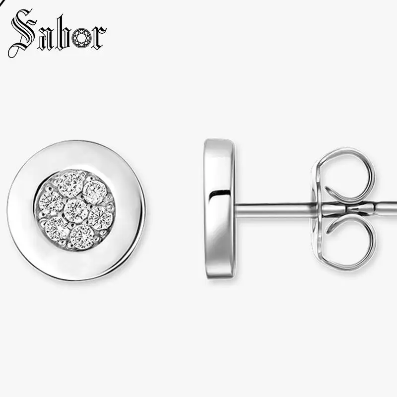 Круглые серьги гвоздики с логотипом циркониевые стразы модные ювелирные изделия