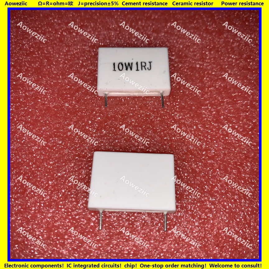 10 шт. индукционный цементный Резистор Вт 1 Ом R 1RJ 10W1RJ Керамический резистор