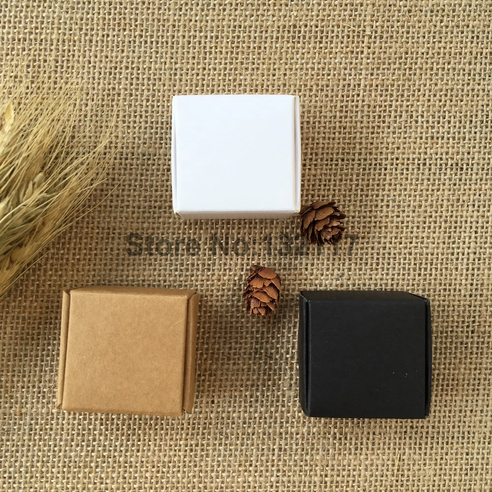 50 шт. 4*4*2 5 см Коричневая Картонная коробка из крафт-бумаги Подарочная для