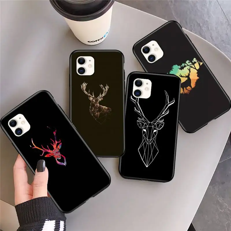

Minimalist animal deer Phone Case For iphone 12 11Pro Max 11 XR XS Max X 8 7 6 6S Plus 5 5S SE 2020 soft Cover Shell