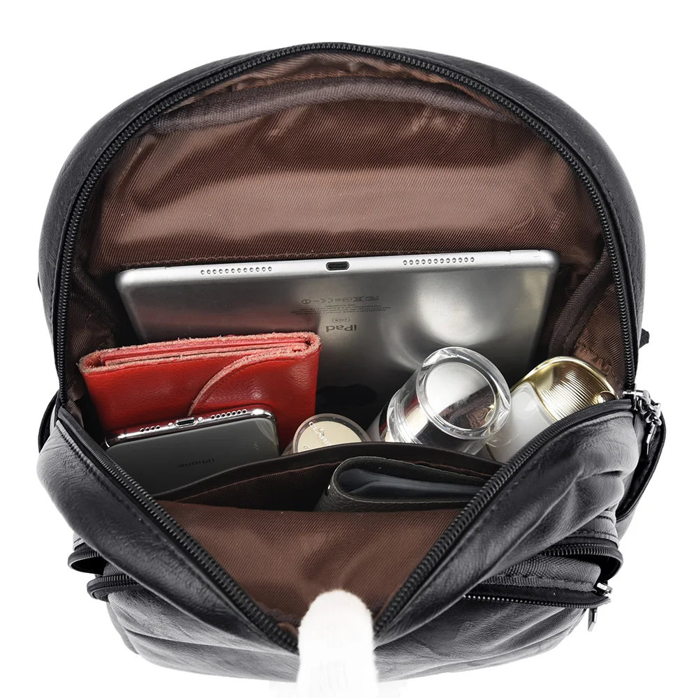 

High Quality Women Leather Backpacks School Bags For Girls Bagpack Sac A Dos Female Vintage Backpack Travel Shoulder Bag Mochila