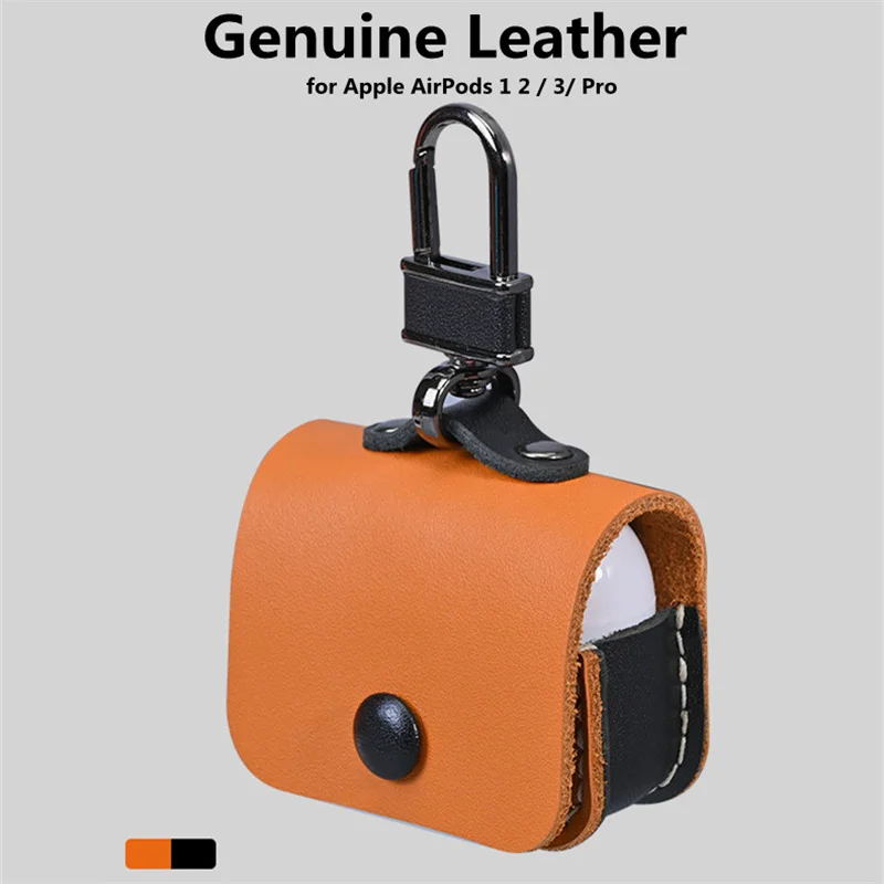 

Кожаный чехол для Airpods Pro, чехол для Airpods 3 / 2/Pro, чехол с кнопкой-защелкой, чехол из натуральной кожи s, чехол для Apple AirPods с брелоком