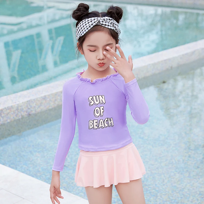 Костюм для плавания из двух предметов девочек новая летняя пляжная одежда детей