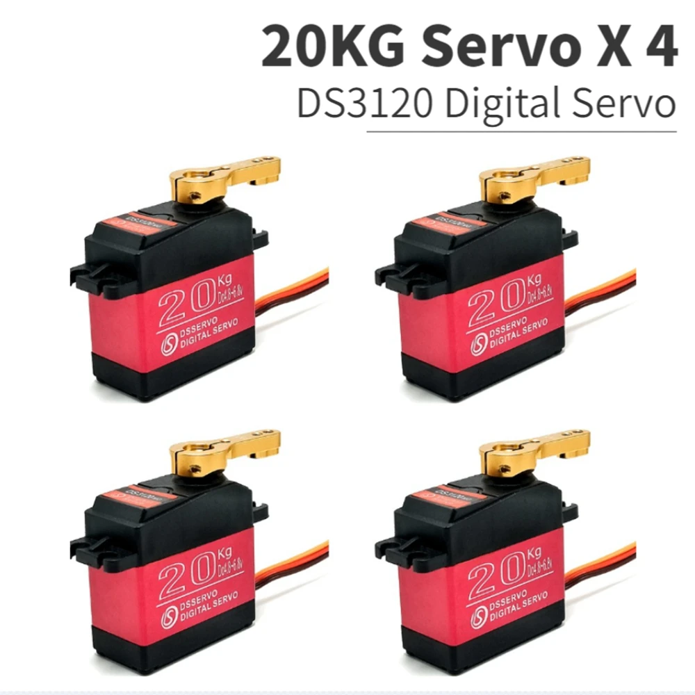 

4PCS DS3120 20KG high speed metal gear digital robot standard hv gimbal high torque servo motor for 1/8 1/10 Scale RC Cars