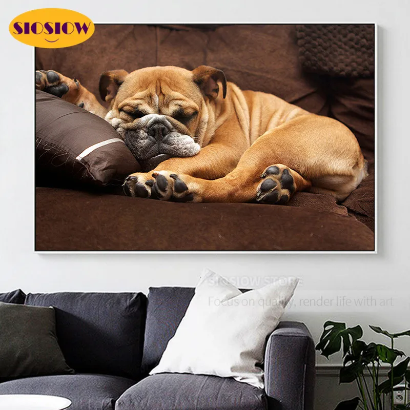 

Картина из страз с изображением собаки, квадратная Алмазная мозаика с изображением бульдога, вышивка крестиком, картина для гостиной