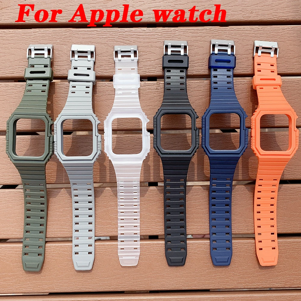 Силиконовый ремешок для Apple Watch SE Series 6 5 4 3 44 мм 42 мягкий прозрачный браслет из ТПУ