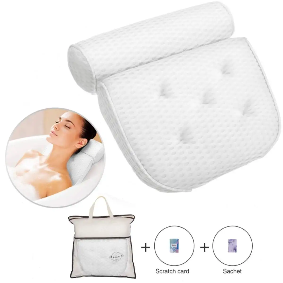 

SPA Bath Pillow With Suction Cups Neck And Back Support Headrest Version Breathable Non-Slip Bath Pillow Home Bathroom Supply