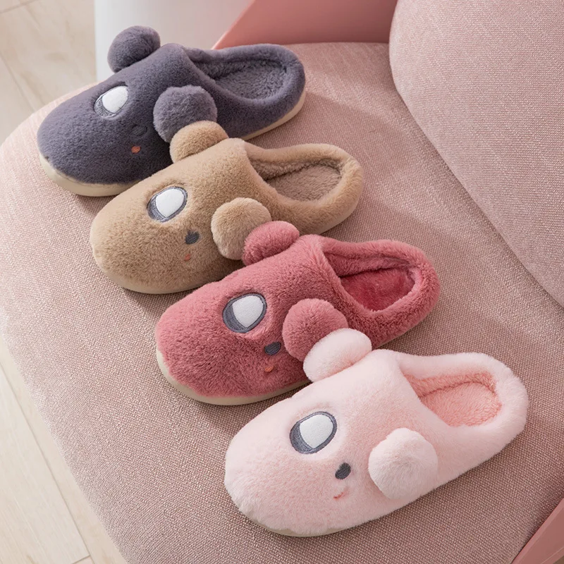 

Cute Soft Female Cotton Slippers Indoor Warm Casual Male Slippers Autumn And Winter Models For Men And Women Couple Slippers