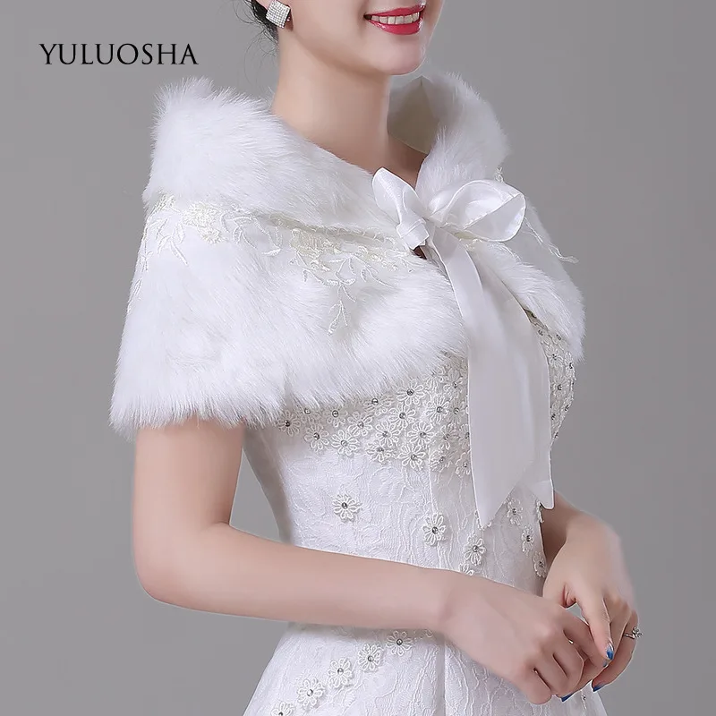 YULUOSHA/осенне зимняя новая белая шерстяная шаль для невесты свадебная теплая