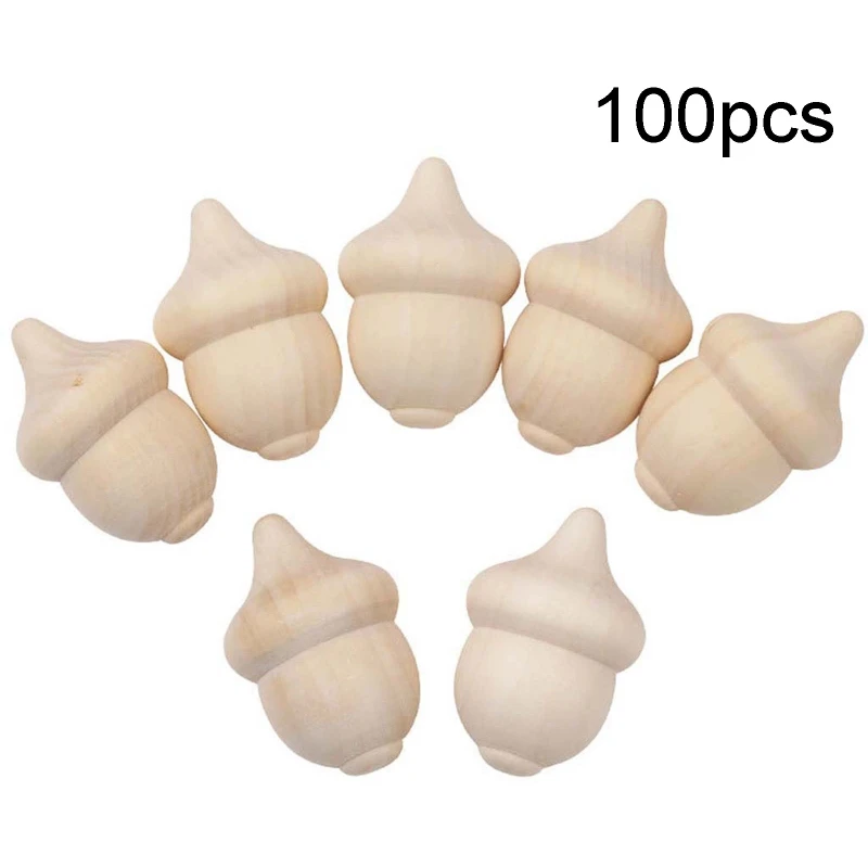 

100pcs/set Burlywood Schima Superba Acorn Children DIY Painted Toy Accessories Wooden Crafts Home Decoration Ornaments