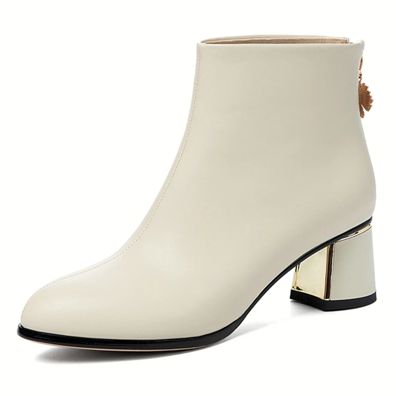 Ботильоны из искусственной кожи на осень и зиму женские ботинки среднем каблуке
