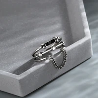 double retro tassel thai silver chain rings for women hip hop street culture metal style opening adjustable women ring jewelry