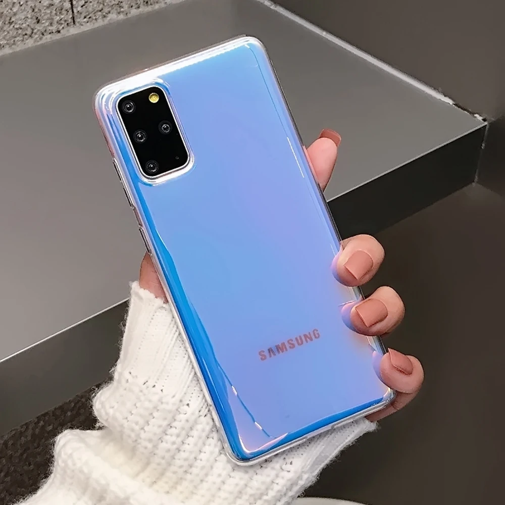 LOVECOM Luxury Laser Purple Phone Case For Samsung Galaxy A52 A72 A32 A51 A71 S21 Plus S20 FE Note20 Ultra Soft TPU Bumper Cover | Мобильные
