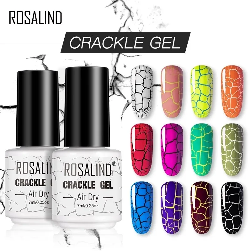 

Rosalind Cracked Gel Nail Polishing Quick-Dry Weathered Burst Phototherapy Enamel Semi Permanent UV Cracked Poly Nails 7ml