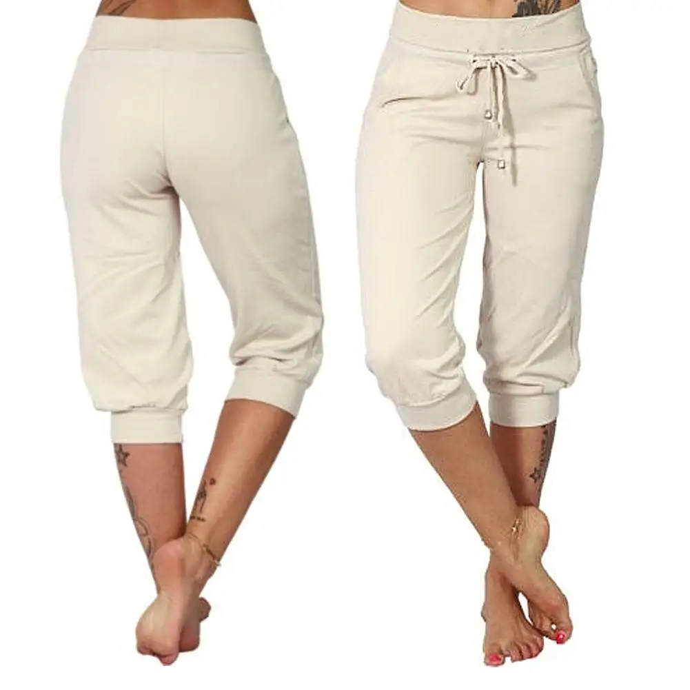 Женские повседневные однотонные спортивные Капри с низкой посадкой и