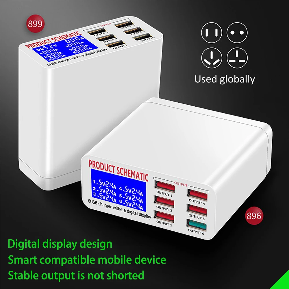 Зарядное устройство USB с многопортовым USB-портом и ЖК-дисплеем | Электроника