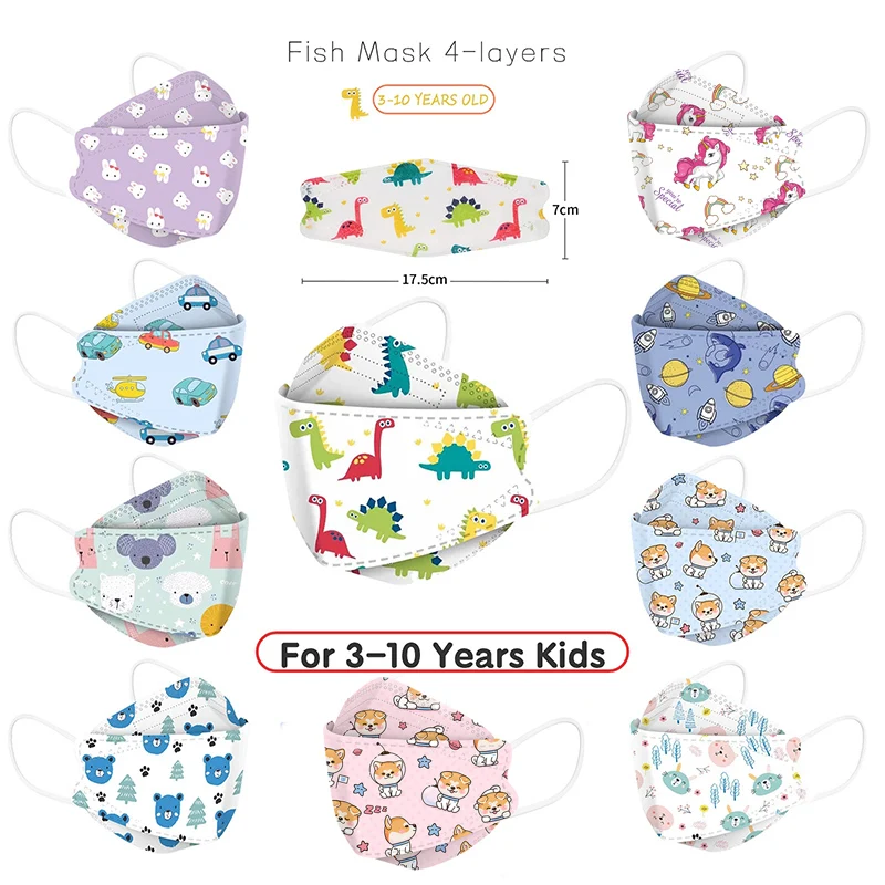 

10/30pcs Kids KN95 Mascarillas FFP2 Reutilizable Cartoons Dinosaur Child Face Mask Breathable Protective Masks Mascarillas Nios