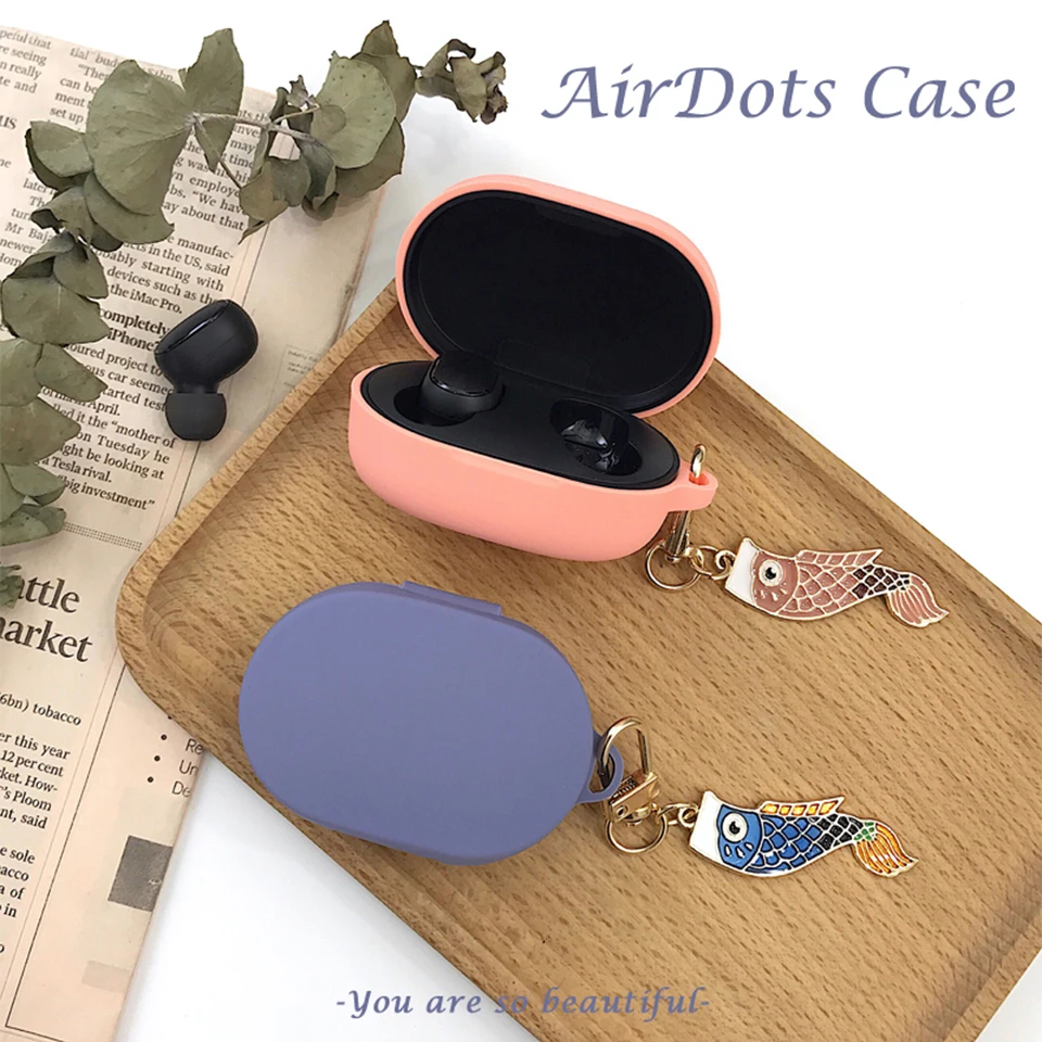 Силиконовый чехол с милыми рыбками для Xiaomi MI Redmi AirDots беспроводных Bluetooth наушников