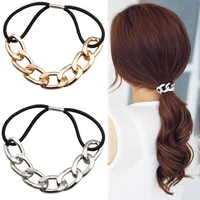 misananryne punk style hair accessories girls metal elastic hair band rubber vintage chain ponytail acrylic hair rope