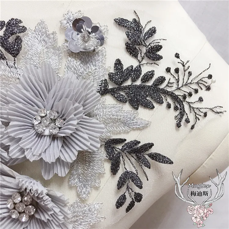 2 шт./Лот черное розовое 3d кружево с аппликацией и бусинами блестками! Лидер