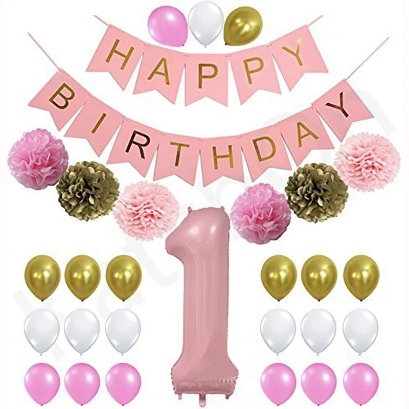 С Днем Рождения Воздушный Шар из фольги номер баллон баннер 1-й ребенок мальчик