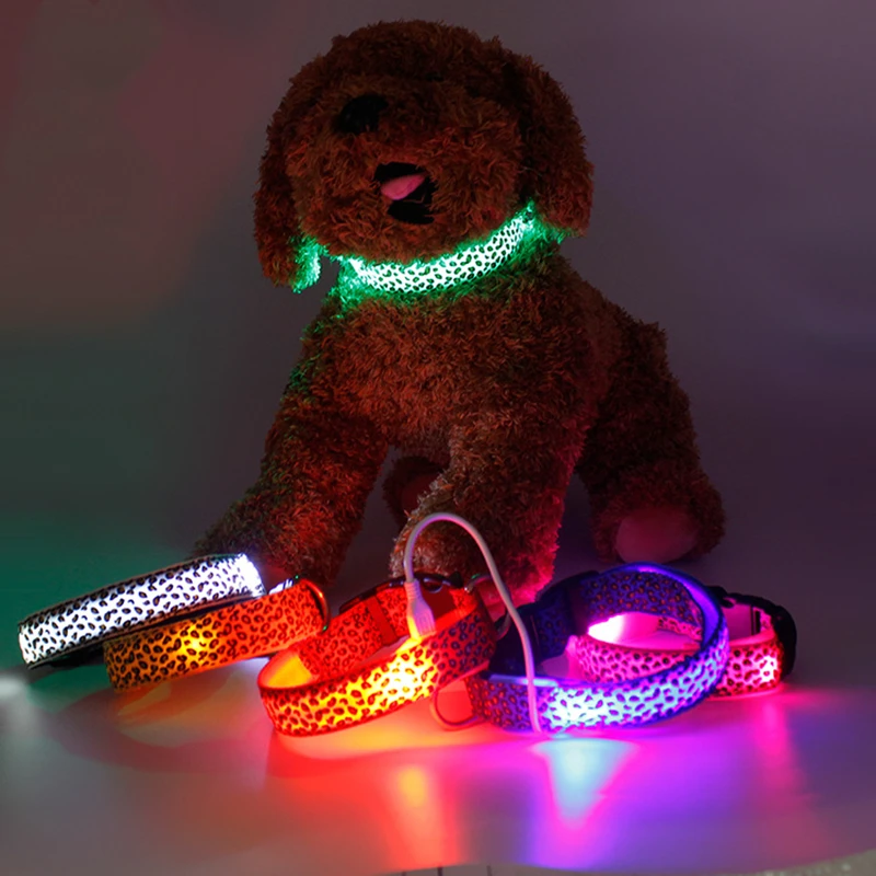 Светодиодный ошейник USB Перезаряжаемые нейлон собака световой хлопковая блуза