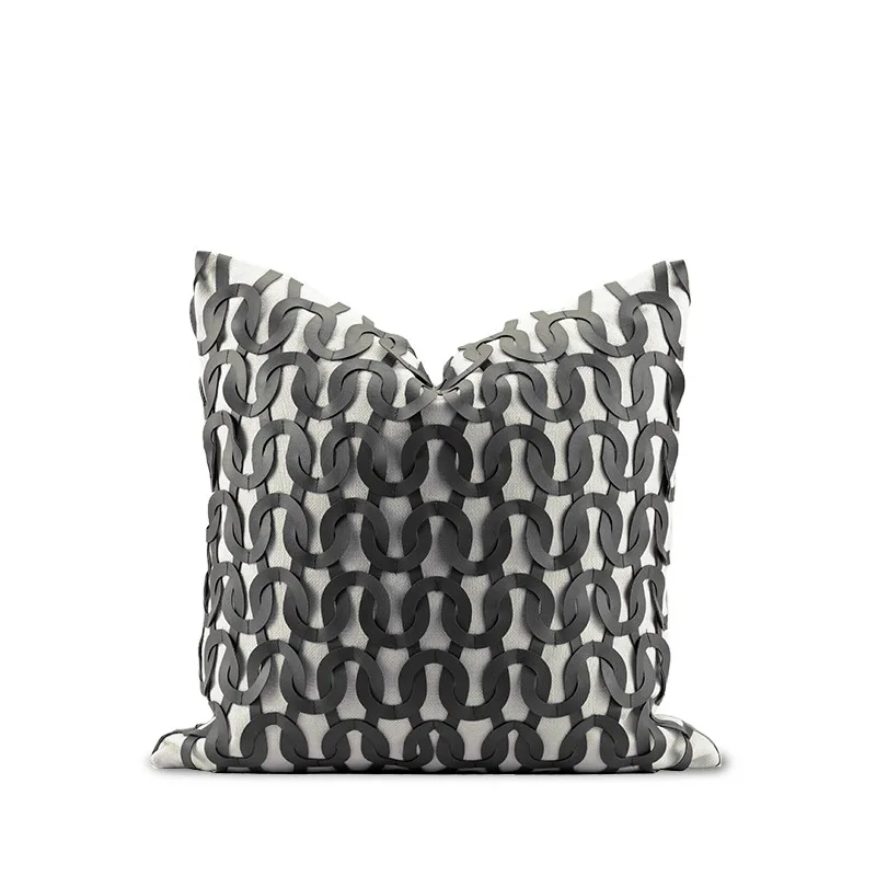 

Hot Sale Decorative Cushion Cover Set For Living Room Chair Orange Grey Leather Patchwork Throw Pillowcase 45x45cm/30x50cm