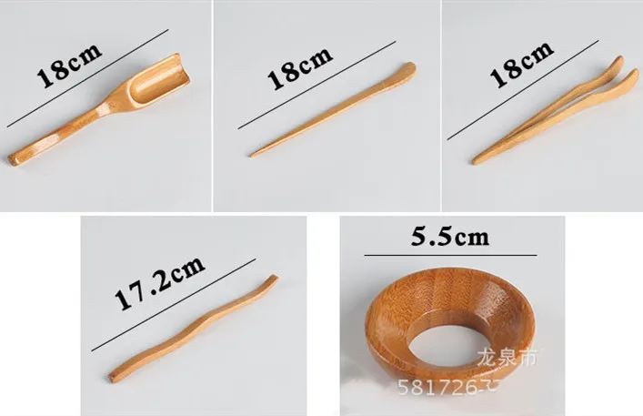 5Pcs/set Tea Ceremony Utensils Set Bamboo Teaspoons tea Needle Tweezer Clip Strainer Tong Tube Wooden Teaware | Дом и сад