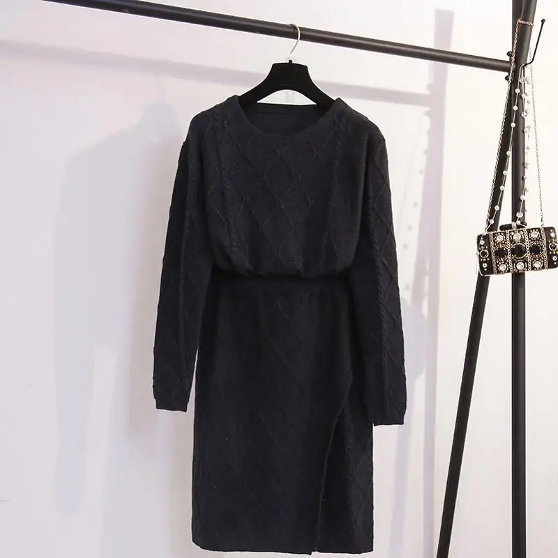 Вязаный комплект из 2 предметов Женский пуловер свитер и вязаные юбки облегающий