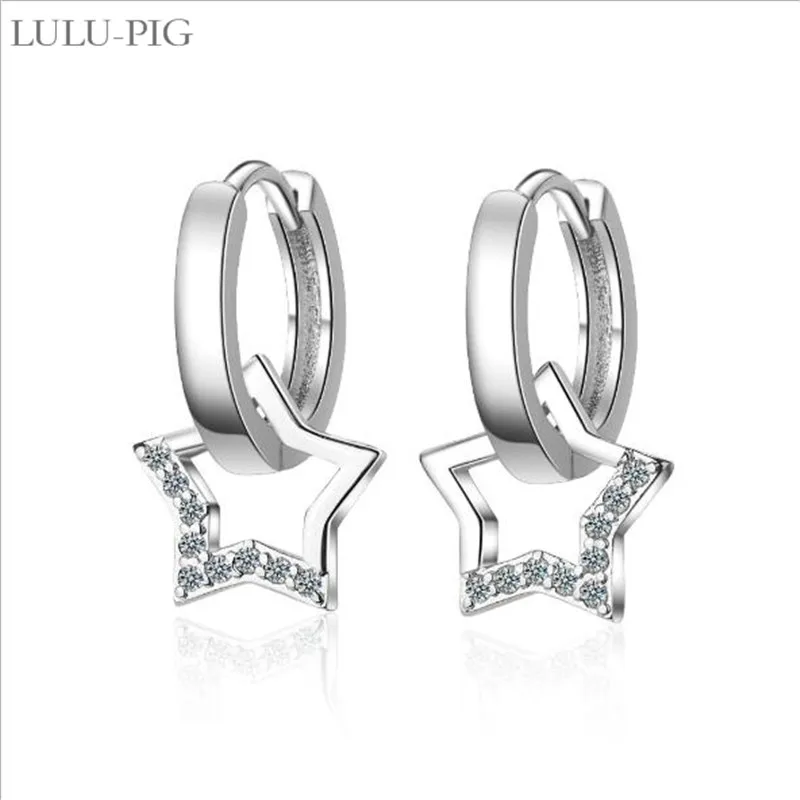 LULU PIG Корейская версия Звездные Серьги микро набор с простой модной пятиконечной
