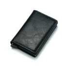 Модный Мужской винтажный кошелек для кредитных карт, блокирующий кожаный бумажник с рчид, модный металлический кошелек с защитой информации, держатель для карт