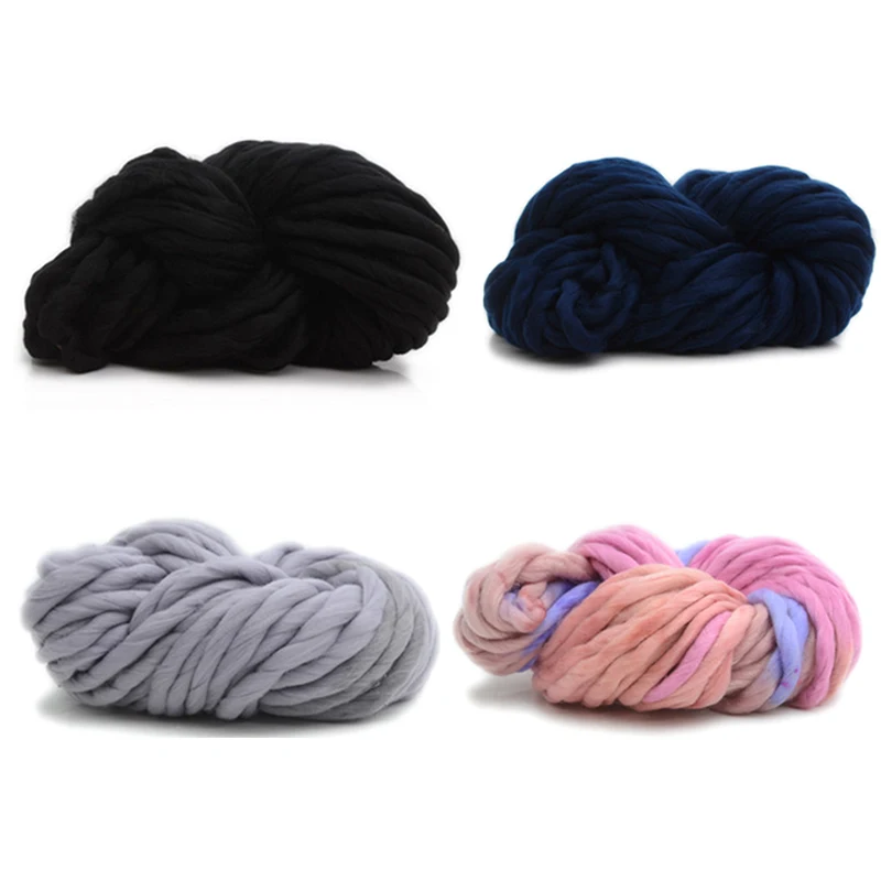 Super Knitting Blanket Chunky Yarn Soft Thick Arm Roving Bulky Merino Wool Yarns DIY Crochet Thread Knit Blankets Hat Scarf 25 | Дом и сад