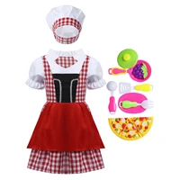 child kids baker chef dress and chef hat set kitchen cooking uniform baking painting training wear boys girls halloween costumes