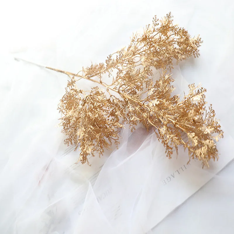 5 шт. искусственный цветок Золотой пластиковый букет противотуманный кленовый