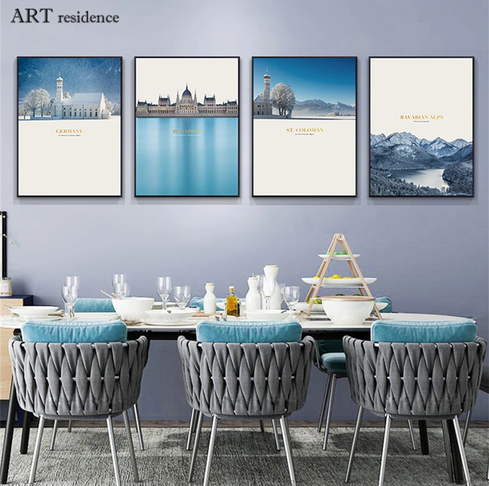 Артреспект Альпы Пейзаж печать и живопись церковь yi'h⟚'x Холст плакат