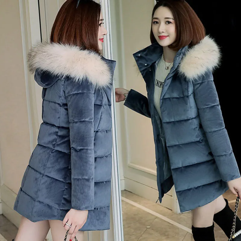 Женская зимняя куртка с золотым бархатным подкладом новинка 2021 пальто для матери