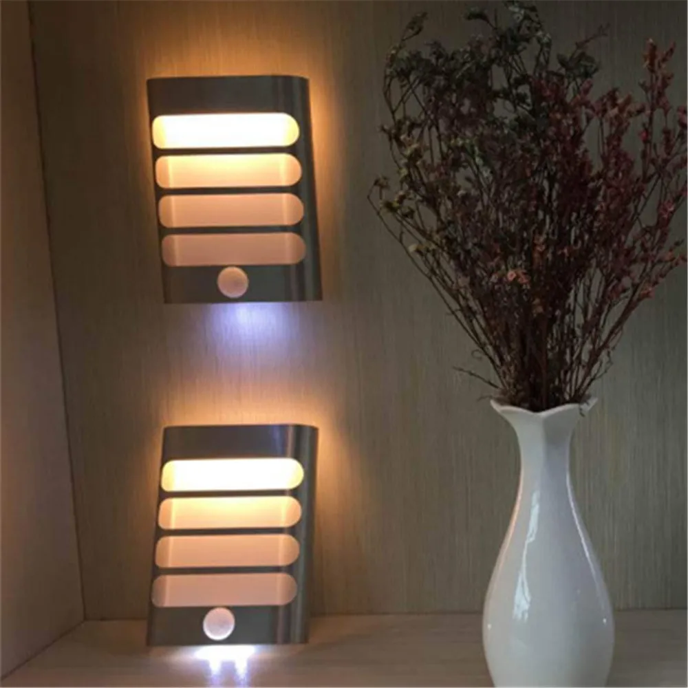 PIR Motion Sensor USB Rechargeable Or Battery Powered  LED Night light LED Wall Sconce Night Light Auto On/Off for Hallway Close