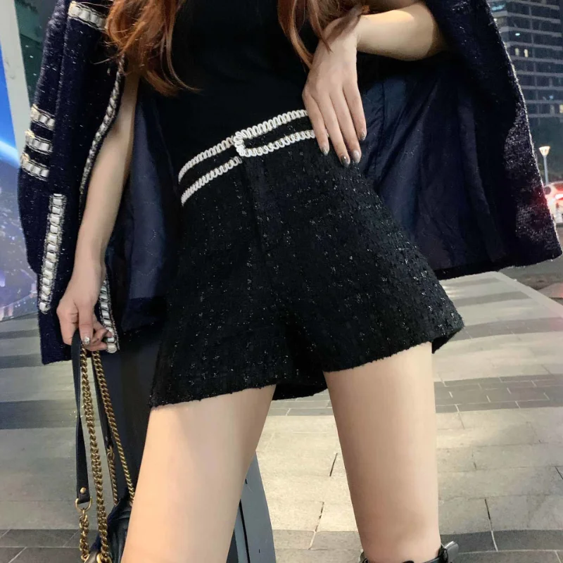 

New Autumn Winter Woman High Waist Woolen Shorts Female Warm Short Pants Ladies A-line Slim Thicken Warm Short Mini Trousers A98