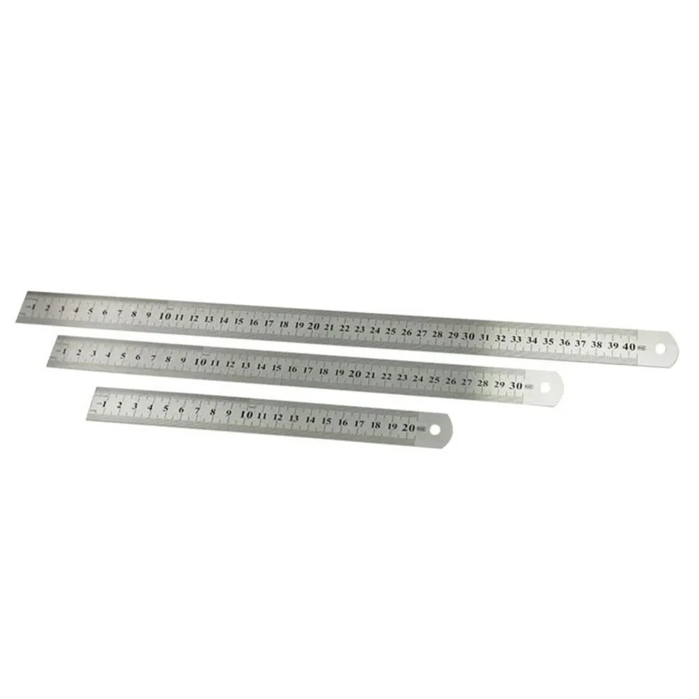 

3pcs Stainless Steel Rulers Marking Double-side Scale Imperial Metric 20/30/40cm Ruler For Students, Teachers, Craftsmen Tool