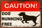 Собака бегущая Предупреждение в винтажном стиле ретро металлическая вывеска, ворота Вождение домашних животных стена 20x30 см Ретро украшение стены Бар Паб Декор