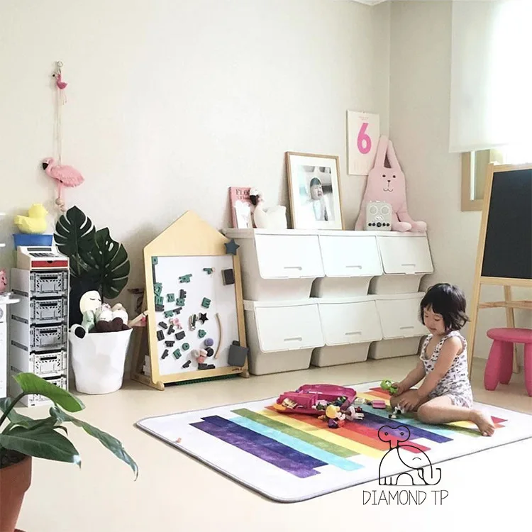 

Ins Wind Carpet Children's Colorful Bar Mat Game Floor Mat Baby Crawling Mat Children's Bedroom Living Room Decoration Carpet