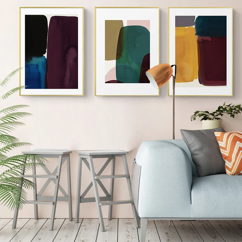 Абстрактная Картина на холсте с геометрическим рисунком в скандинавском стиле |