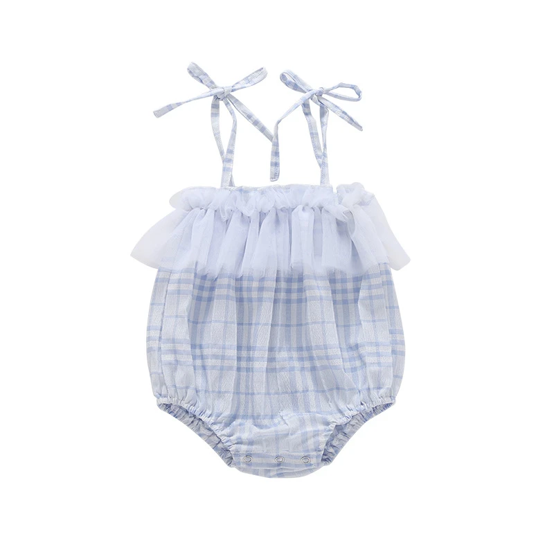 Лидер продаж детские клетчатые комбинезоны для девочек хлопковые Простые Летние