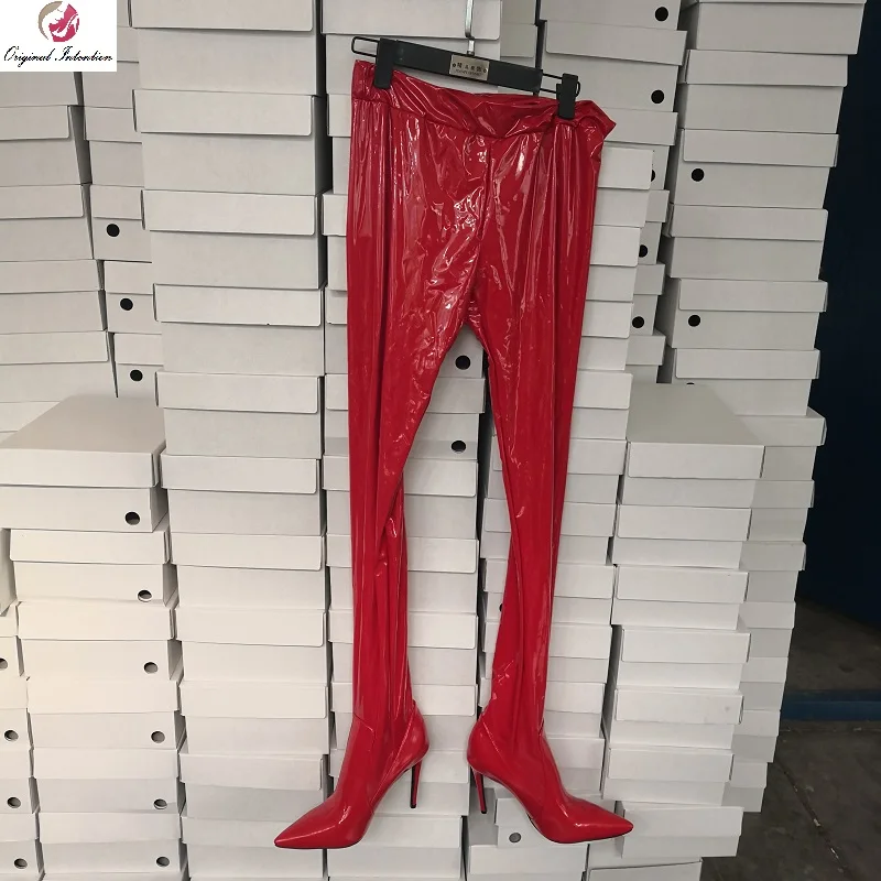 Оригинальные Модные женские ботфорты выше колена Милые штаны до колен сапоги с