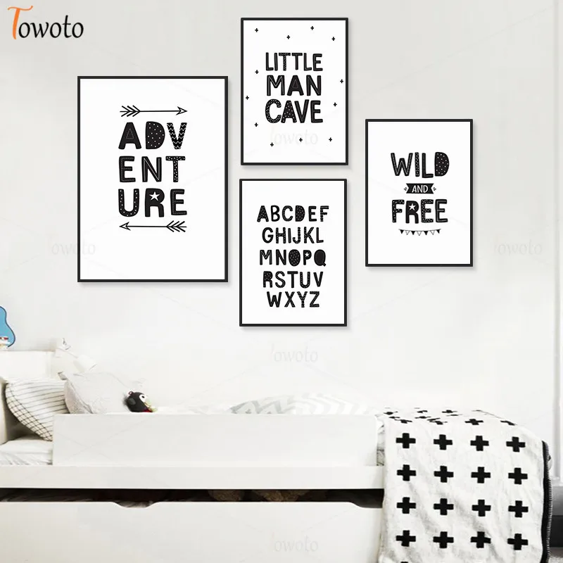 Простой плакат с цитатами принт алфавита черно белые настенные картины