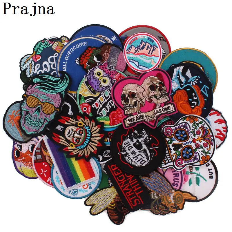 

20Pcs & 30Pcs Random Mixed Patch Embroidered Patches For Clothing Iron/Sew On Patches Patch Set Clothes DIY Stickers Stripes