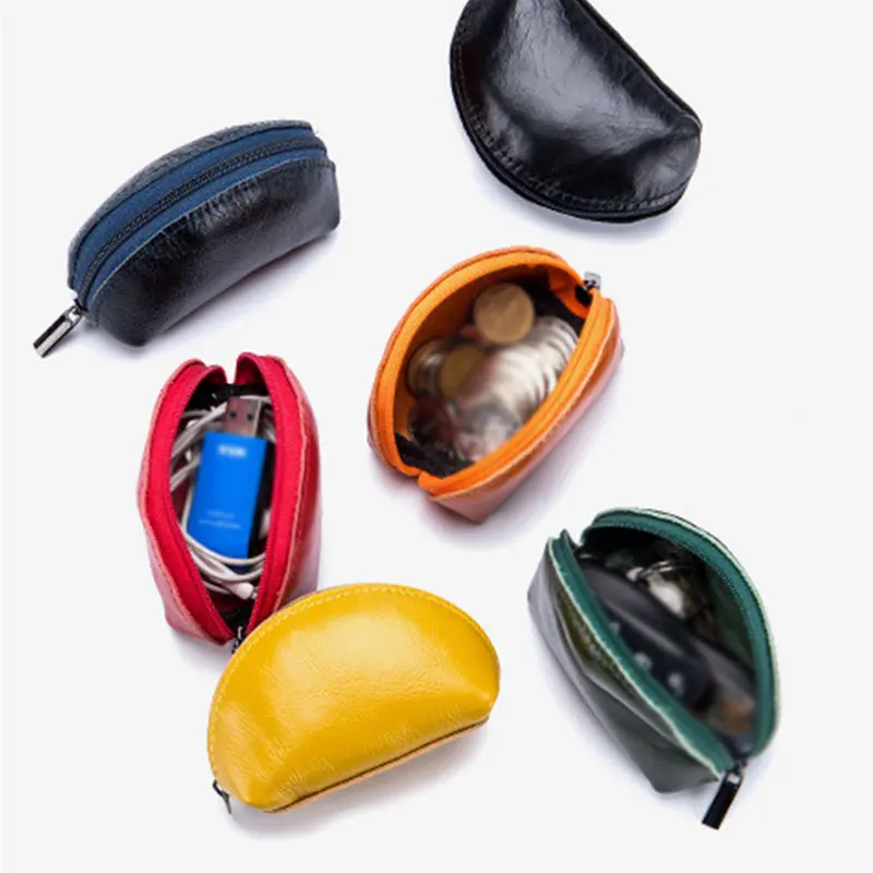 

Wax Leather Wallet Bag Casual Style Candy Color Coin Purse Storage Bag Fashion Mini Bag Earphone Bag Multifunctional Coin bags