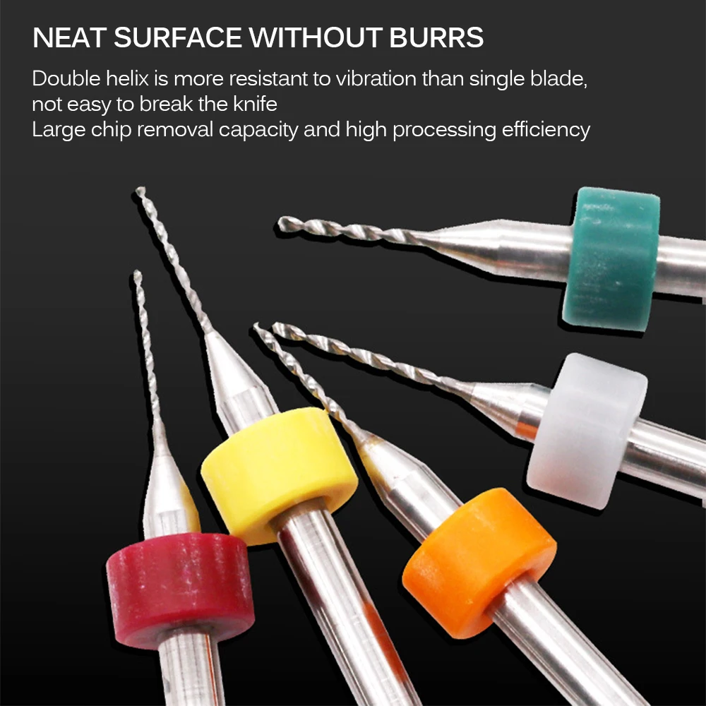 

10pcs 0.6mm-1.5mm Carbide PCB Drill Bits Print Circuit Board High Efficiency Mini CNC Drilling Bit Set